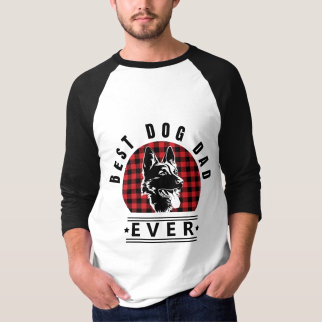 Best Dog Dad Ever Buffalo Check Design T-Shirt (Front)