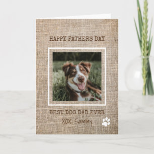 Best Dog Dad Ever Burlap Photo Father's Day Card