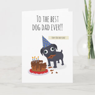 Best dog dad ever, cake, funny black pug humour card