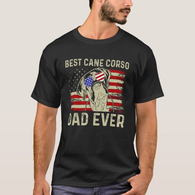 Best Dog Dad Ever Cane Corso Dog American Flag T-Shirt (Front)