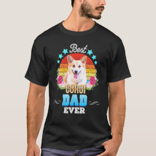 Best Dog Dad Ever Corgi Floral Retro Father Day Mo T-Shirt