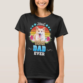 Best Dog Dad Ever Corgi Floral Retro Father Day Mo T-Shirt