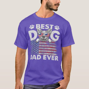 Best Dog Dad Ever Corgi Lovers USA Patriotic Flag T-Shirt