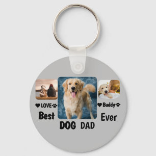 Best Dog Dad Ever Custom Modern Photo and Dog Name Key Ring
