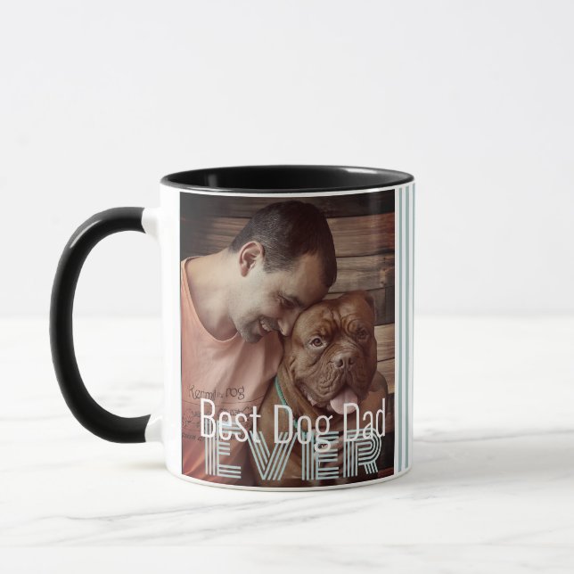 Best Dog Dad Ever Custom Photo Dog Name Mug (Left)