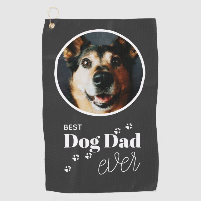 Best Dog Dad Ever Custom Photo  Golf Towel (Front)