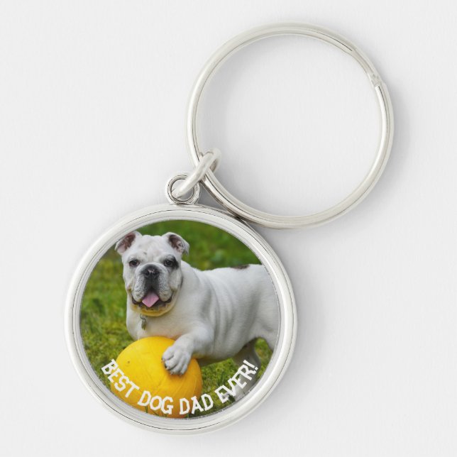 Best Dog dad Ever Custom Photo keychain, dad gift, Key Ring (Front)