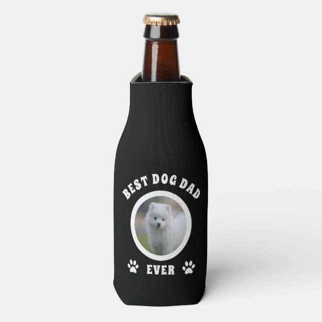 Best Dog Dad Ever Custom Photo Personalised Bottle Cooler (Bottle Front)