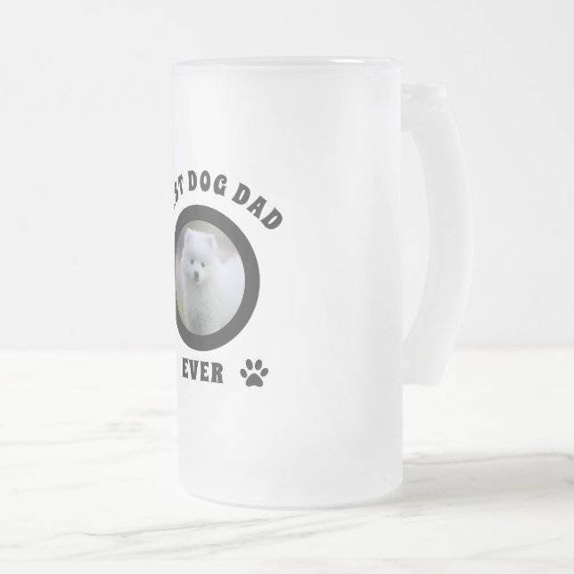 Best Dog Dad Ever Custom Photo Personalised Frosted Glass Beer Mug (Front Right)