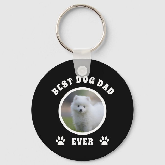 Best Dog Dad Ever Custom Photo Personalised Key Ring (Front)