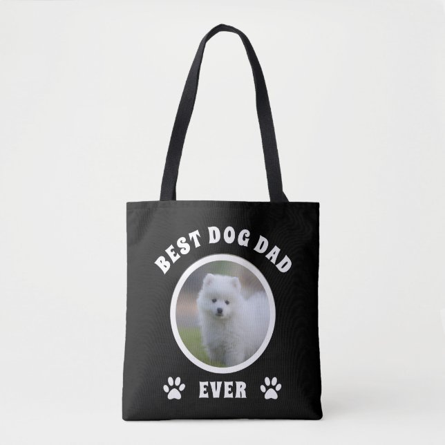 Best Dog Dad Ever Custom Photo Personalised Tote Bag (Front)