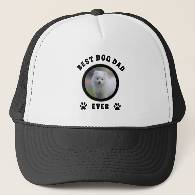Best Dog Dad Ever Custom Photo Personalized Trucker Hat (Front)
