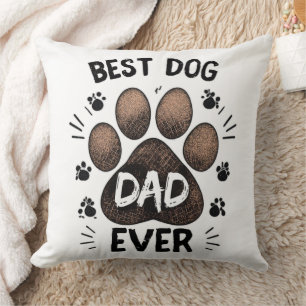 Best Dog Dad Ever – Cute Paw Print Dog Lover Cushion