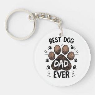 Best Dog Dad Ever – Cute Paw Print Dog Lover Key Ring