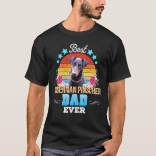 Best Dog Dad Ever Doberman Pinscher Floral Retro F T-Shirt