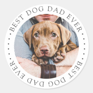 Best Dog Dad Ever Elegant Simple Custom Photo Classic Round Sticker