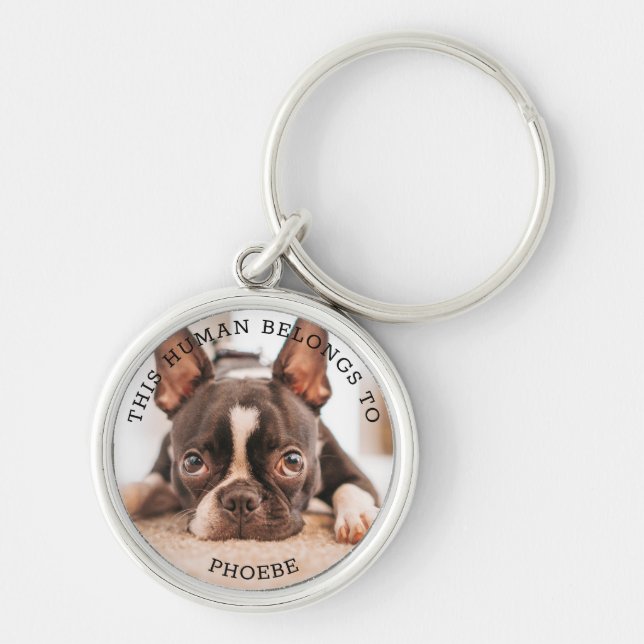 Best Dog Dad Ever Elegant Simple Custom Photo  Key Ring (Front)