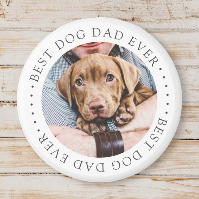 Best Dog Dad Ever Elegant Simple Custom Photo Magnet (Creator Uploaded)