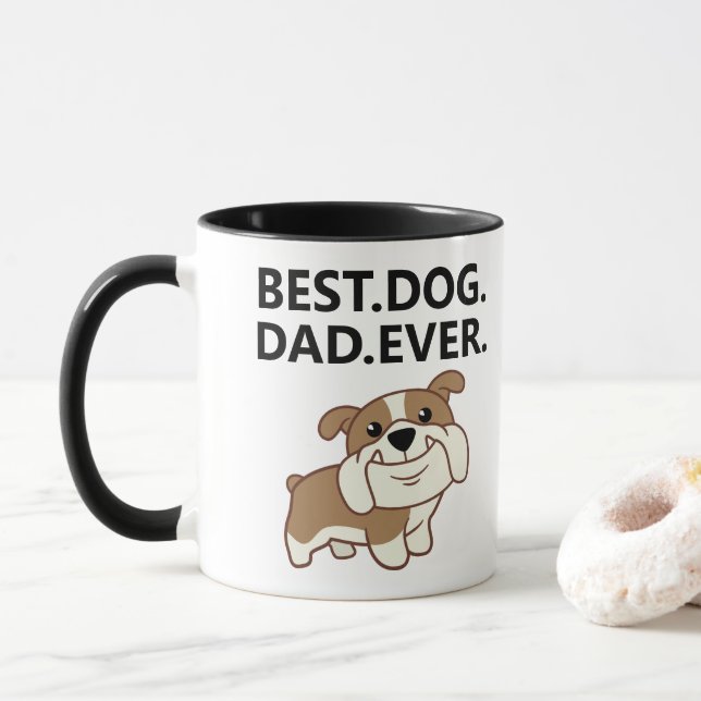 Best Dog Dad Ever - English Bulldog Puppy Mug (With Donut)