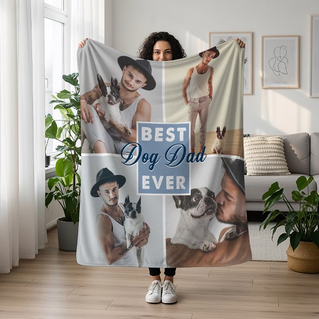 Best Dog Dad Ever Father's Day Best Dog Ever Fleece Blanket (Creator Uploaded)