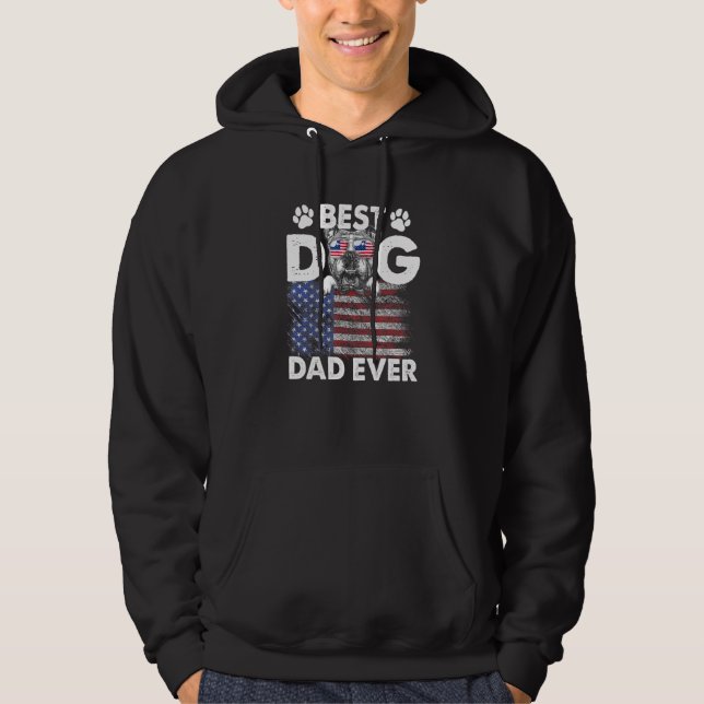Best Dog Dad Ever French Bulldog American Flag 1 Hoodie (Front)