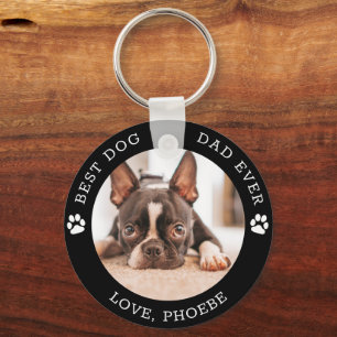 Best Dog Dad Ever French Bulldog Custom Photo Key Ring