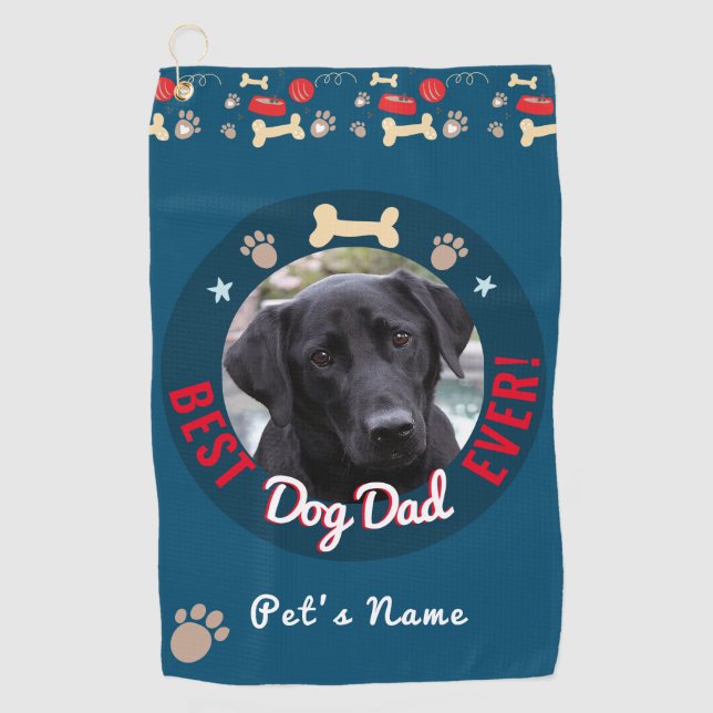 Best Dog Dad Ever Fun Golf Towel (Front)