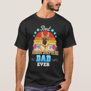 Best Dog Dad Ever German Shepherd Floral Retro Fat T-Shirt