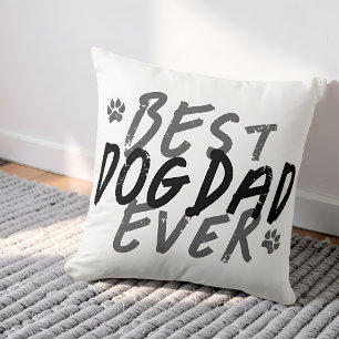 Best Dog Dad Ever Modern Black and Grey Grunge Cushion