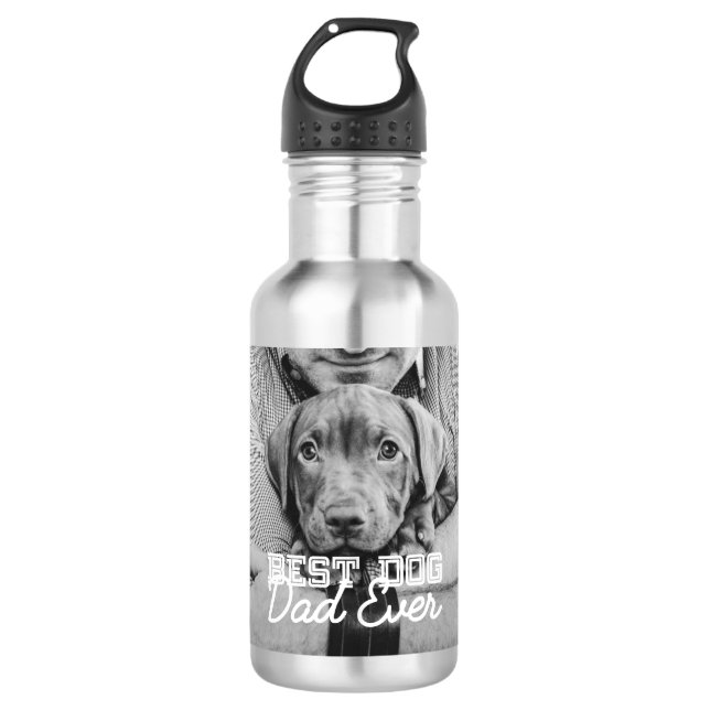 Best Dog Dad Ever Modern Custom Pet Photo 532 Ml Water Bottle (Front)