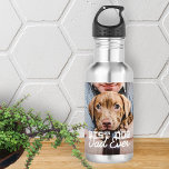 Best Dog Dad Ever Modern Custom Pet Photo 532 Ml Water Bottle<br><div class="desc">This simple and classic design is composed of serif typography and add a custom photo</div>