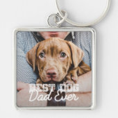 Best Dog Dad Ever Modern Custom Pet Photo Key Ring (Front)