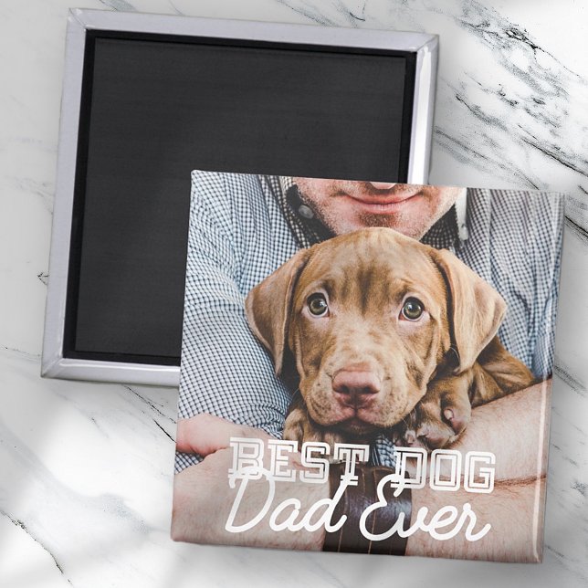 Best Dog Dad Ever Modern Custom Pet Photo Magnet (Creator Uploaded)