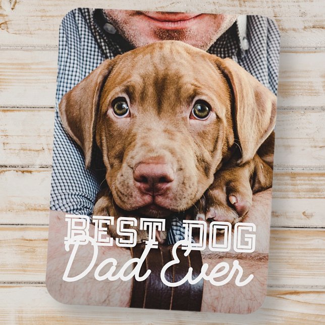 Best Dog Dad Ever Modern Custom Pet Photo Magnet (Creator Uploaded)