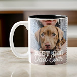Best Dog Dad Ever Modern Custom Photo and Dog Name Two-Tone Coffee Mug<br><div class="desc">This simple and classic design is composed of serif typography and add a custom photo</div>
