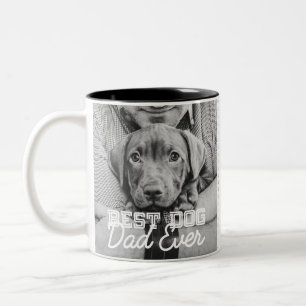 Best Dog Dad Ever Modern Custom Photo and Dog Name Two-Tone Coffee Mug