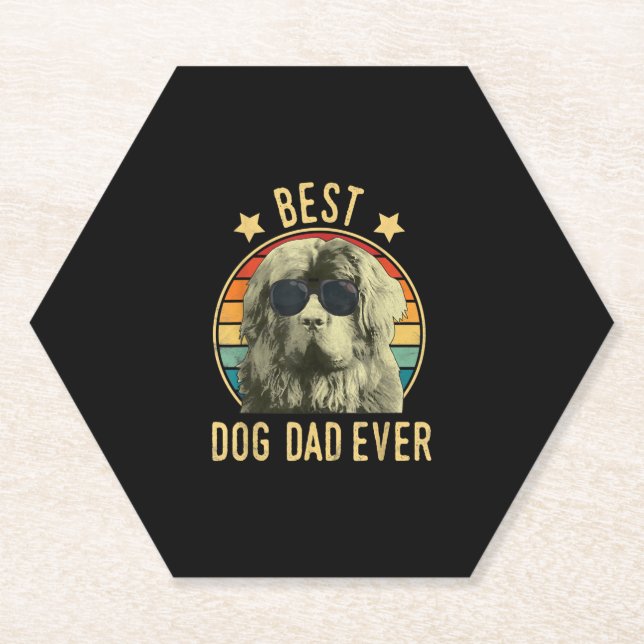 Best dog dad ever | newfoundland dad gift paper coaster (Front)