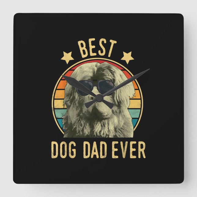 Best dog dad ever | newfoundland dad gift square wall clock (Front)