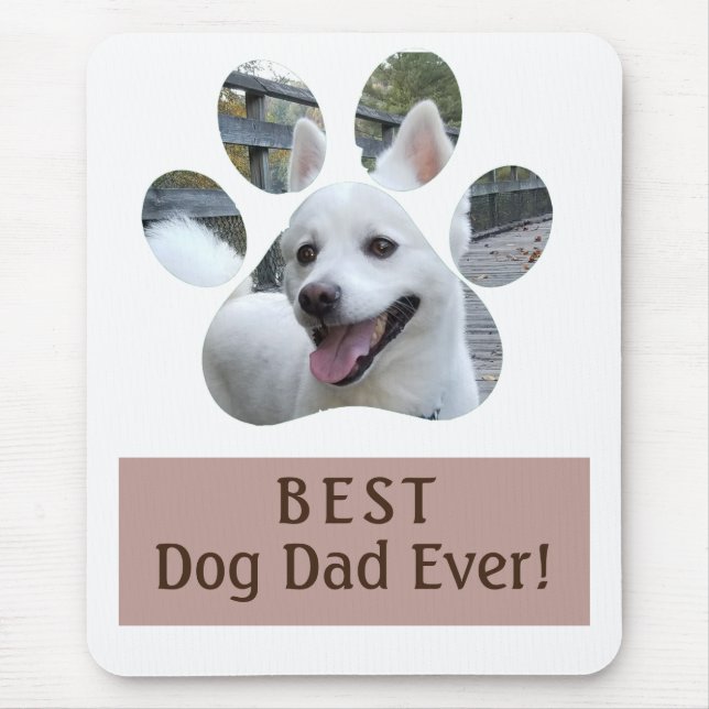 Best Dog Dad Ever Paw Print Photo Mouse Pad (Front)