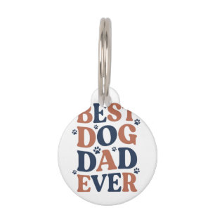 Best Dog Dad Ever Paw Print Typography Gift Pet Tag