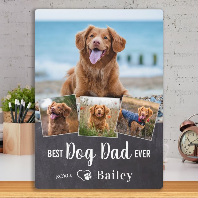 Best DOG DAD Ever Personalised 4 Pet Photo Collage Plaque (Creator Uploaded)