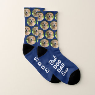 Best Dog Dad Ever Personalised Blue Pet Photo Socks