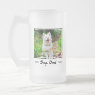 Best Dog Dad Ever- Personalised Cute Photo Dog Dad Frosted Glass Beer Mug