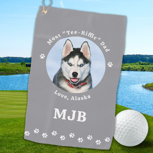 Best DOG DAD Ever Personalised Pet Photo Golf Towel