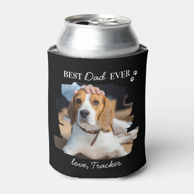 Best Dog Dad Ever Personalised Trendy Pet Photo Can Cooler (Can Front)