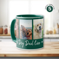 Best Dog Dad Ever Pet 5 Photo Collage Green