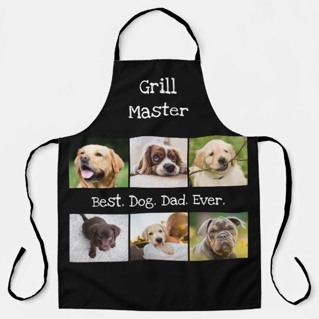 Best Dog Dad Ever Photo Collage in Black and White Apron (Front)