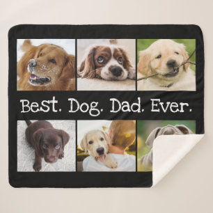 Best Dog Dad Ever Photo Collage Unique Black Sherpa Blanket