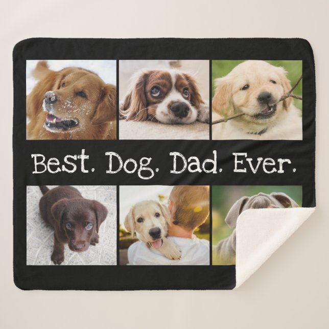 Best Dog Dad Ever Photo Collage Unique Black Sherpa Blanket (Front (Horizontal))