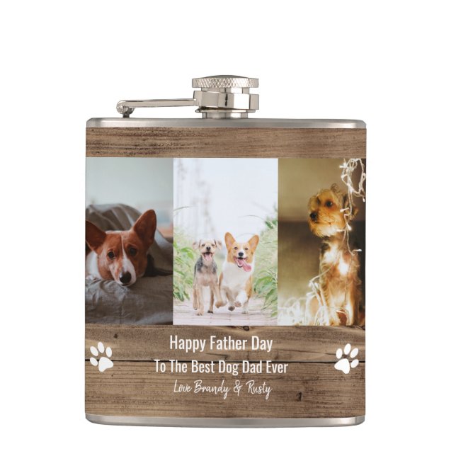 Best Dog Dad Ever Photo Fathers Day Hip Flask (Front)